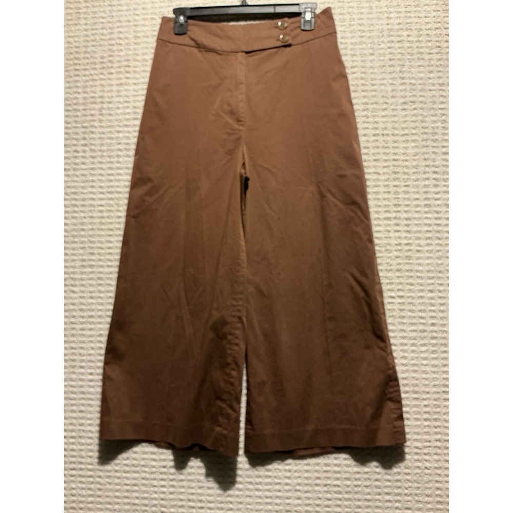 Cremieus Women's Brown Cropped Wide Leg Pants Culottes 2 27x22